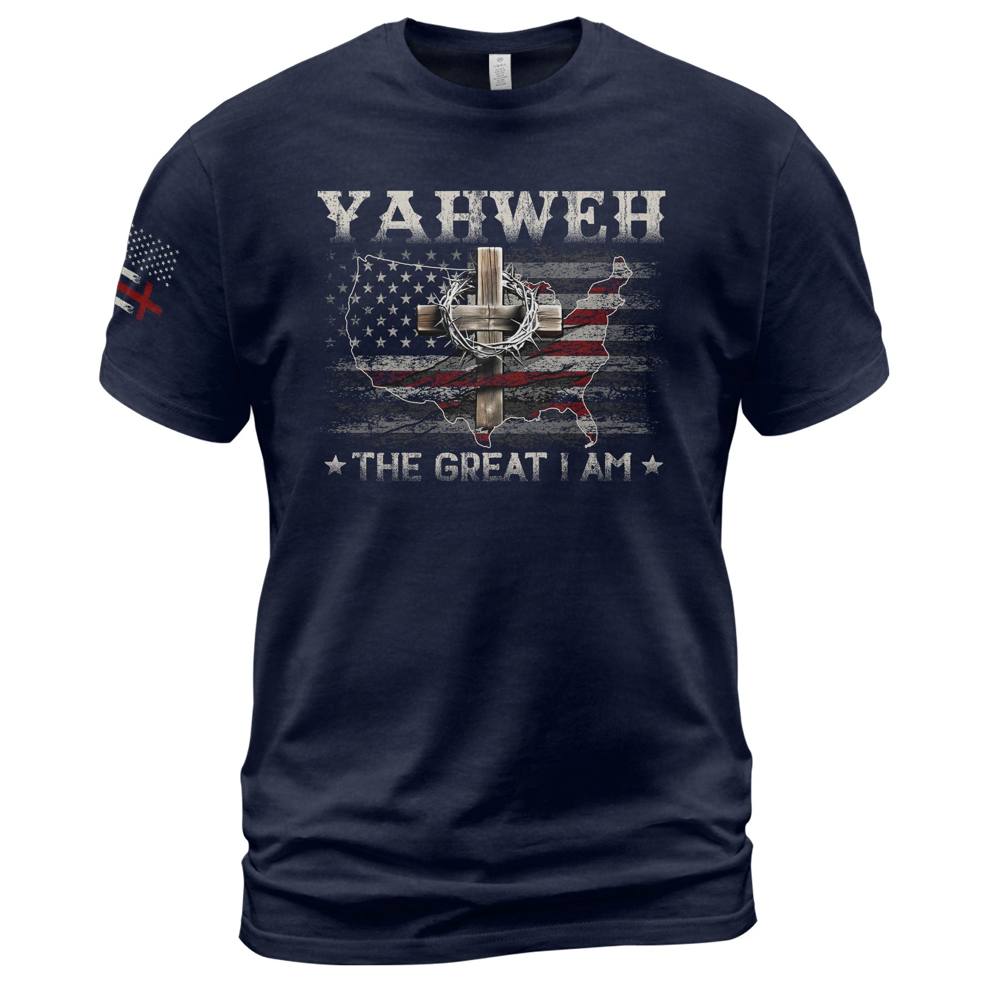 Yahweh The Great I Am Christian USA Cross - Christian Tee Shirts, Christian Shirts for Men - Rust Field Wear