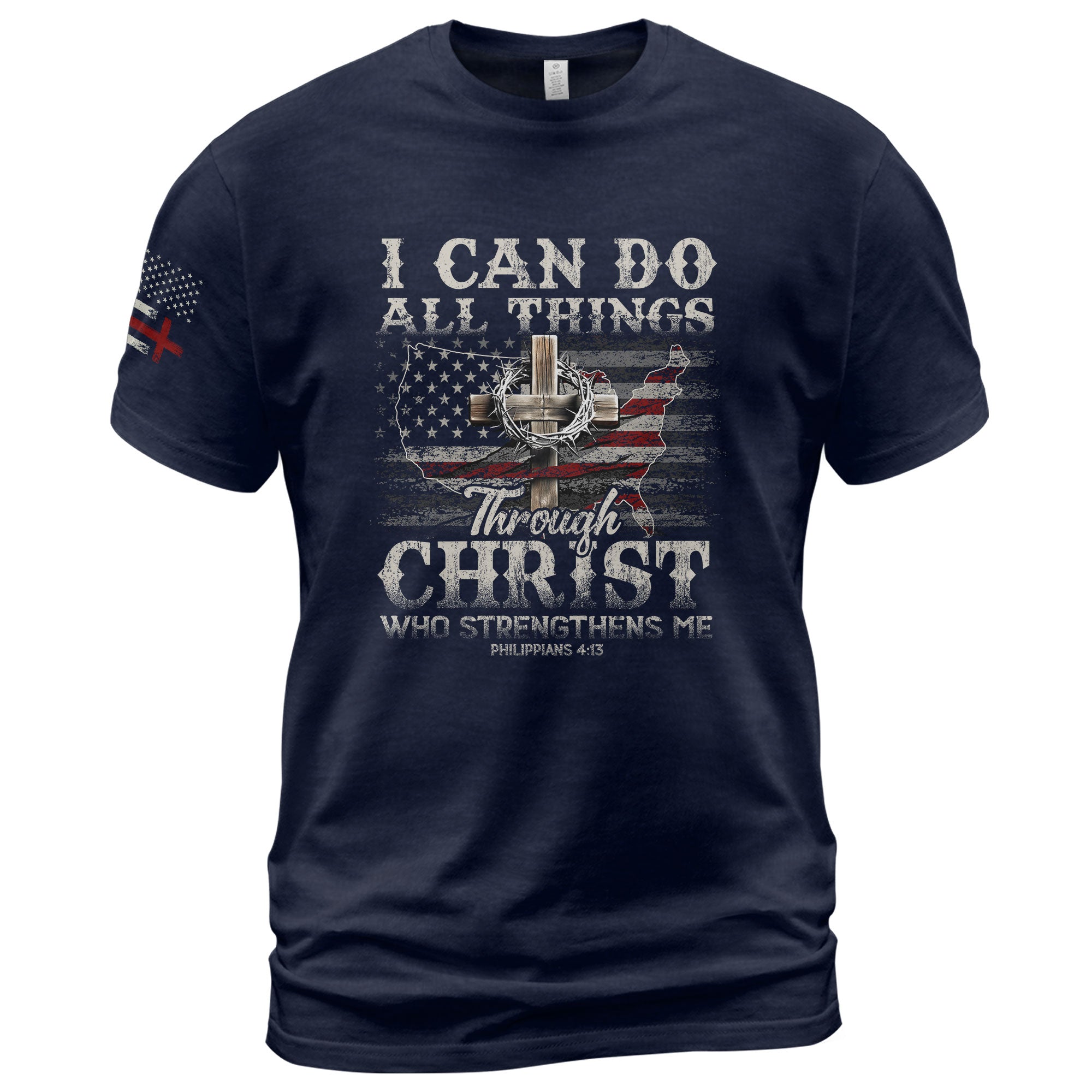Christian Shirts for Men, I Can Do All Things Philippians 4:13 USA Christian - Christian Tee Shirts - Rust Field Wear