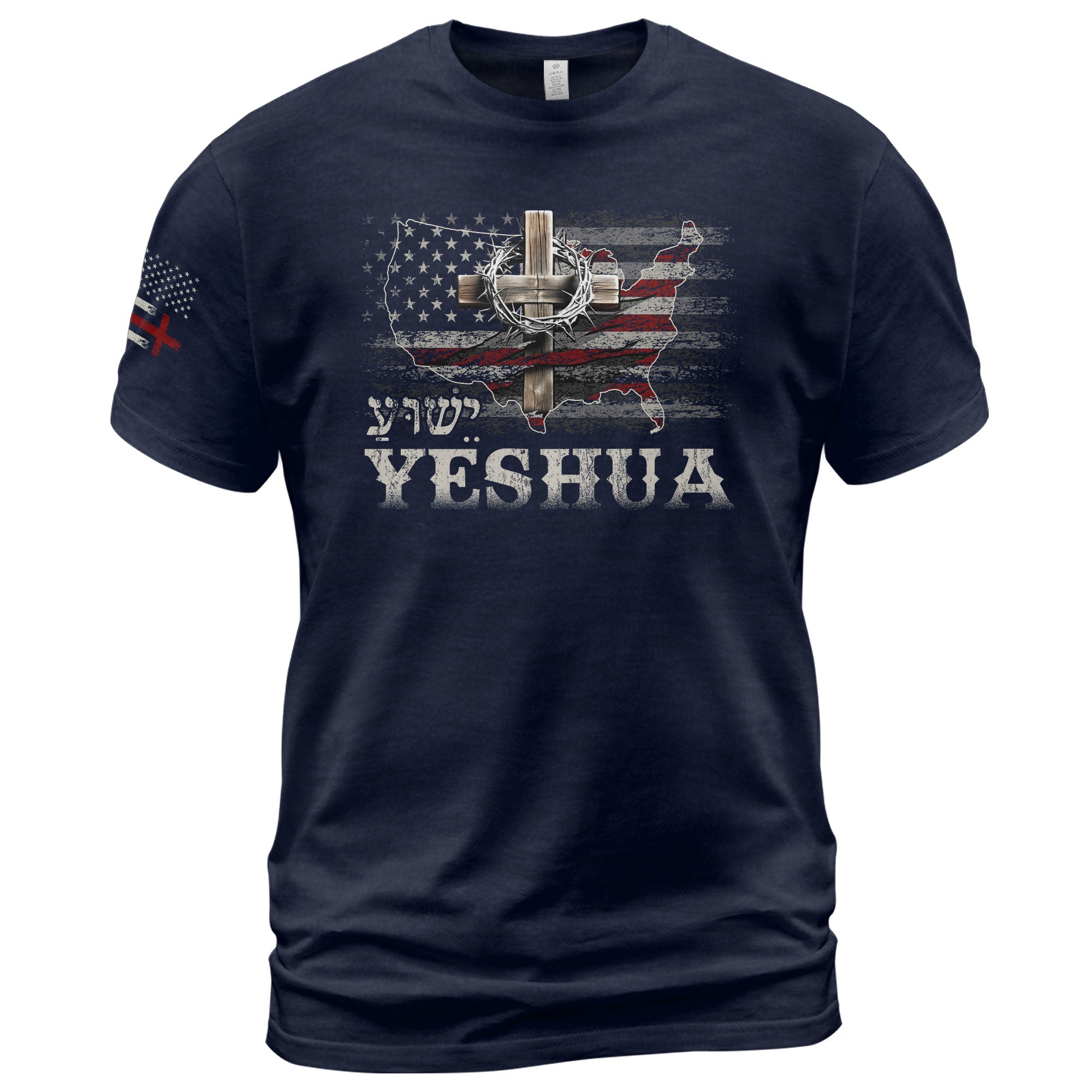 Yeshua Crown of Thorns Map, Christian Shirts for Men - Christian Tee Shirts - Rust Field Wear