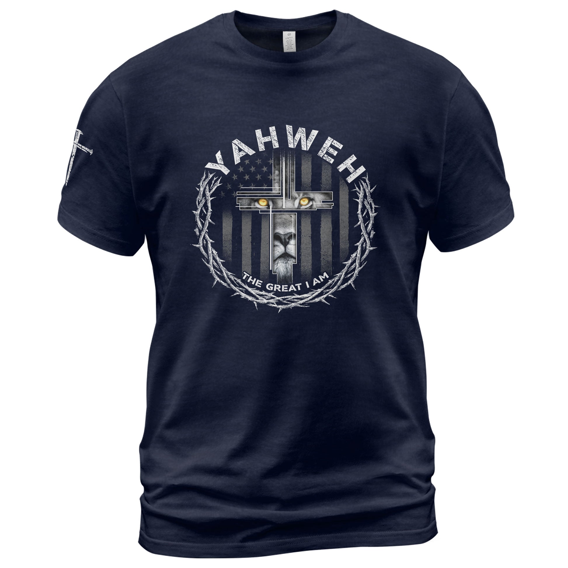 Yahweh The Great I Am Lion Cross Christian - Christian Tee Shirts, Christian Shirts for Men - Rust Field Wear