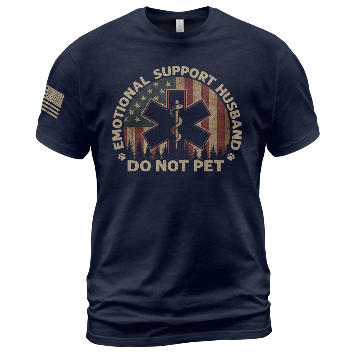 Emotional Support Husband Do Not Pet Humorous Star Graphic Tee Shirt Cotton Apparel
