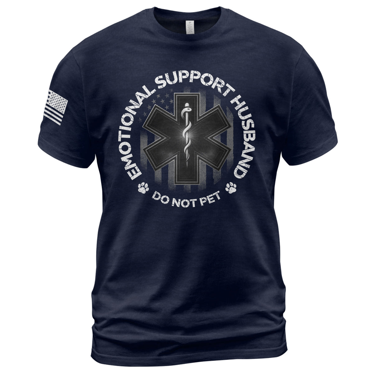 Emotional Support Husband Do Not Pet Comical Emblem Tee Shirt Casual Cotton Gear