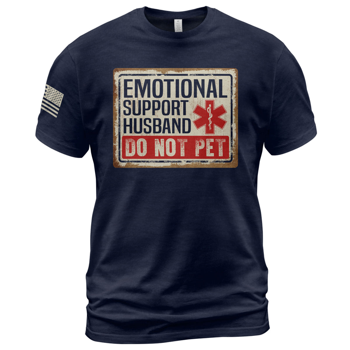 Emotional Support Husband Do Not Pet Sign Board Graphic Tee Shirt Casual Cotton Top