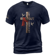 Faith Based Christian Tee Shirts, I Can’t But I Know A Guy Cross With Red Cloth and Doves - Christian Shirts for Men - Rust Field Wear