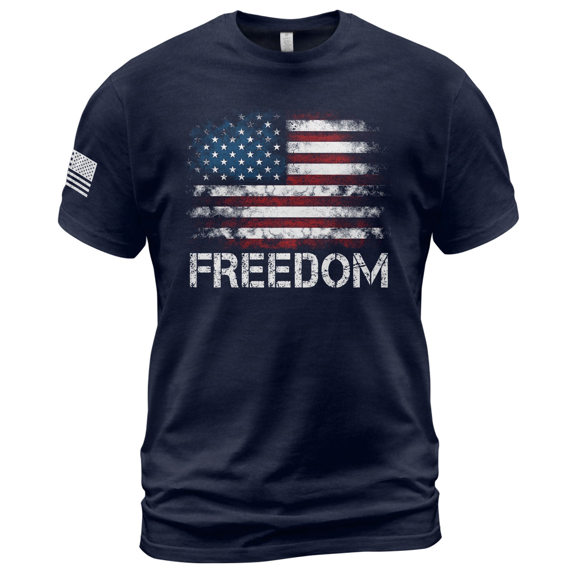 Freedom Shirts for Men, Freedom Distressed American Flag Bold Patriotic - Patriotic T Shirts - Rust Field Wear