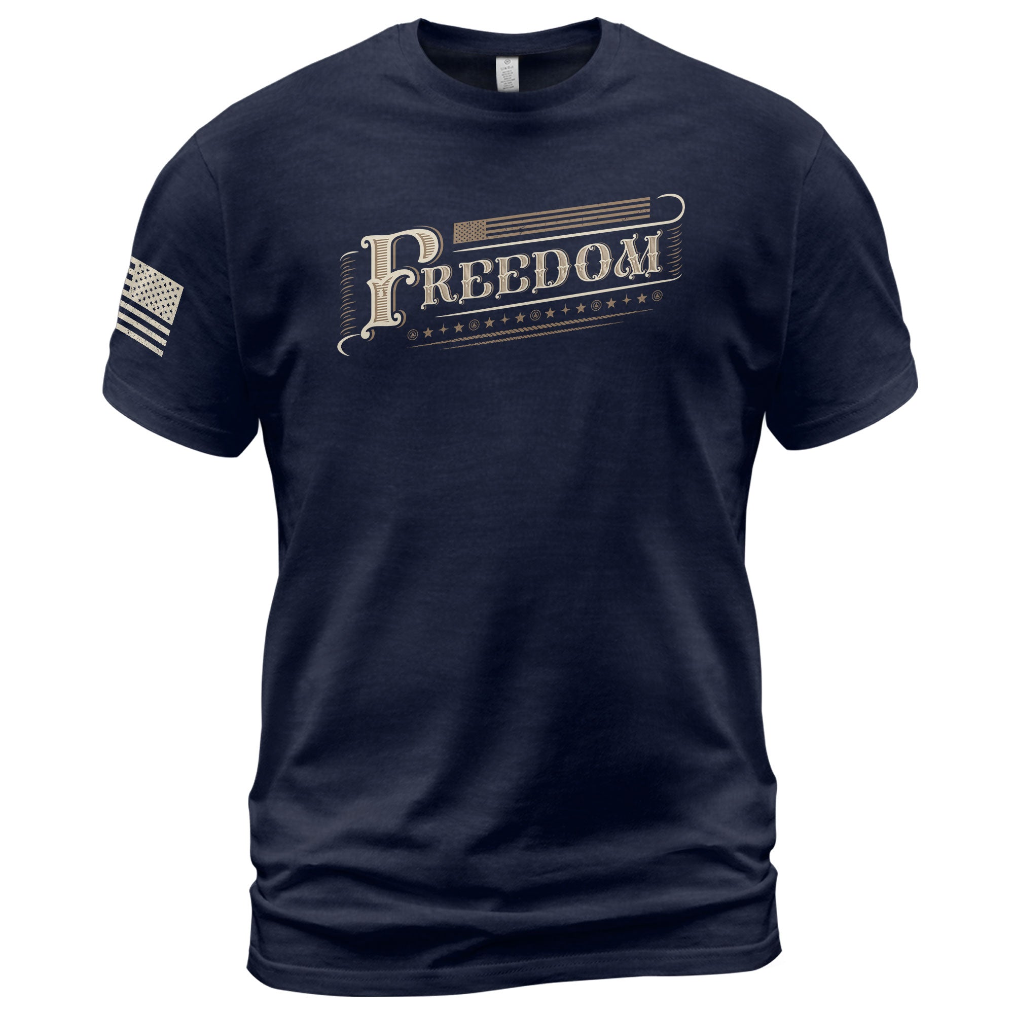 Vintage 'Freedom' Script - Freedom T Shirt, Patriotic Shirts for Men - Rust Field Wear