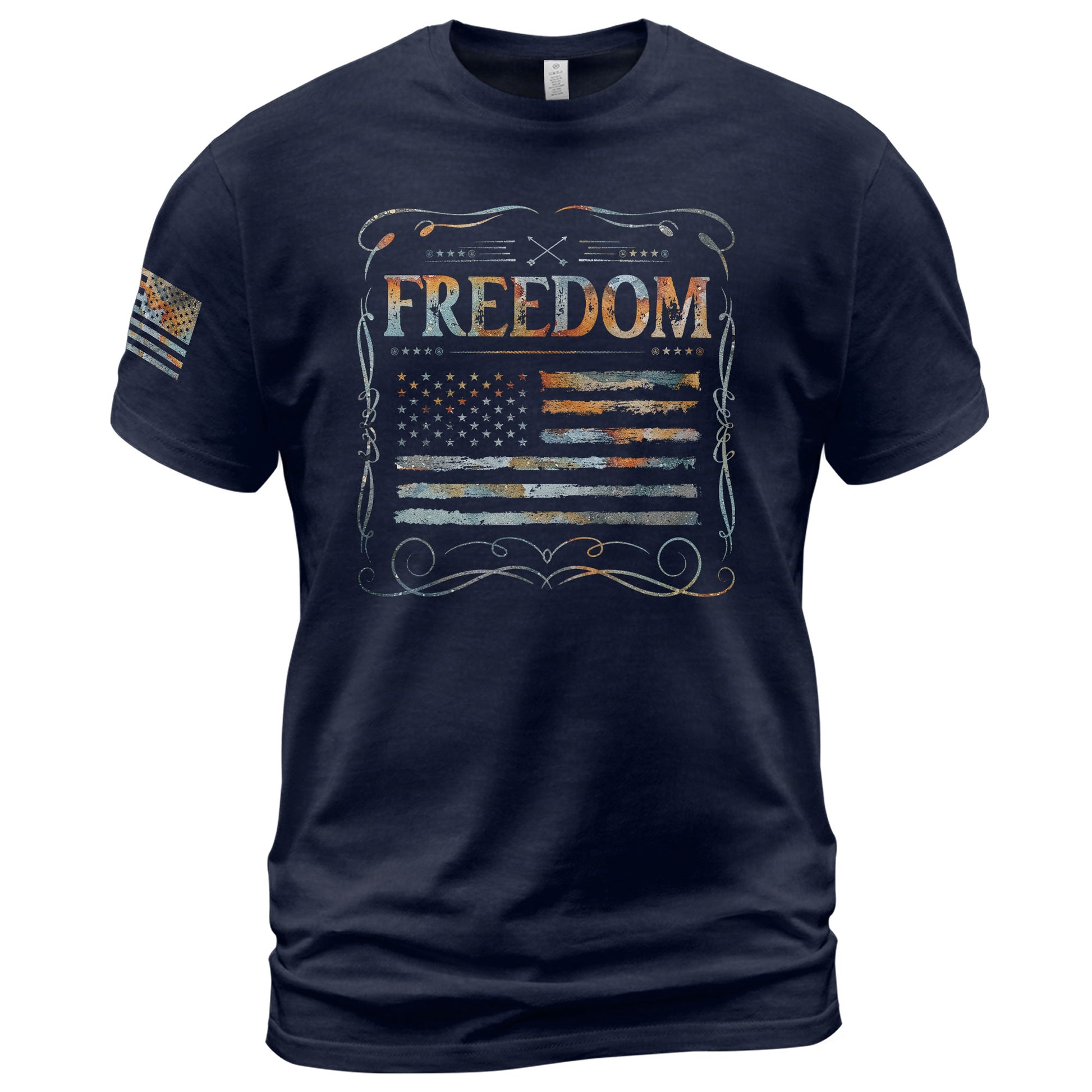 Freedom Shirts for Men, Freedom Rustic Flag Patriotic Tribute - Patriotic T Shirts - Rust Field Wear