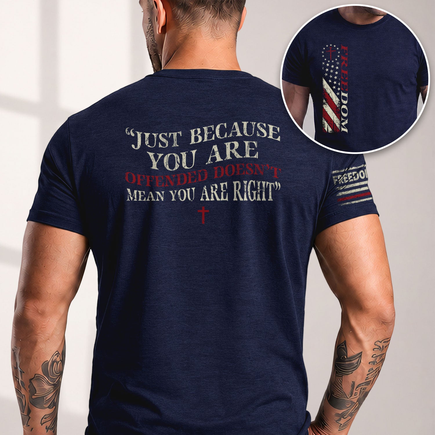 Freedom Memorial Patriotic American Flag and Bold Quote - Freedom T Shirt, Patriotic Shirts for Men - Rust Field Wear