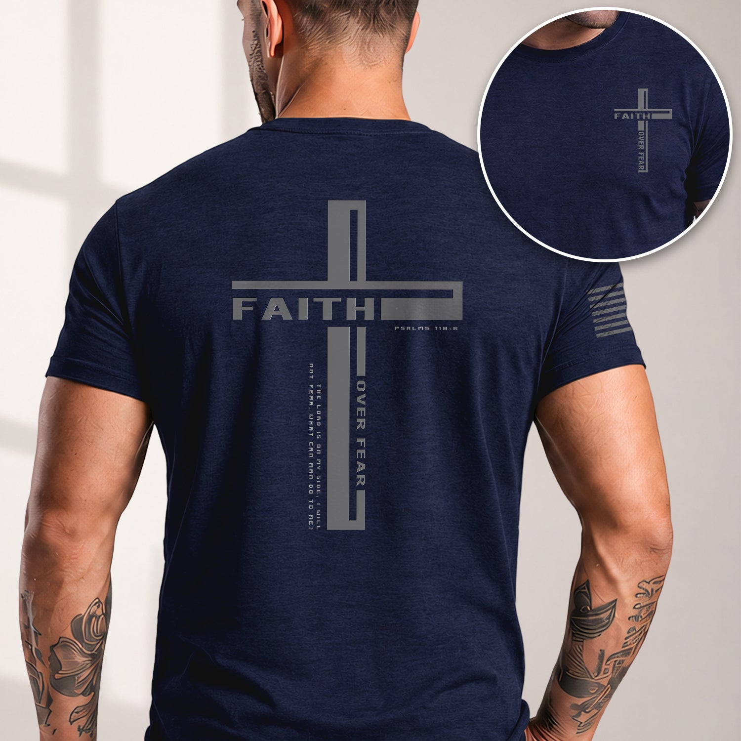 Faith Over Fear Psalm 118:6 Cross, Christian Shirts for Men - Christian Tee Shirts - Rust Field Wear
