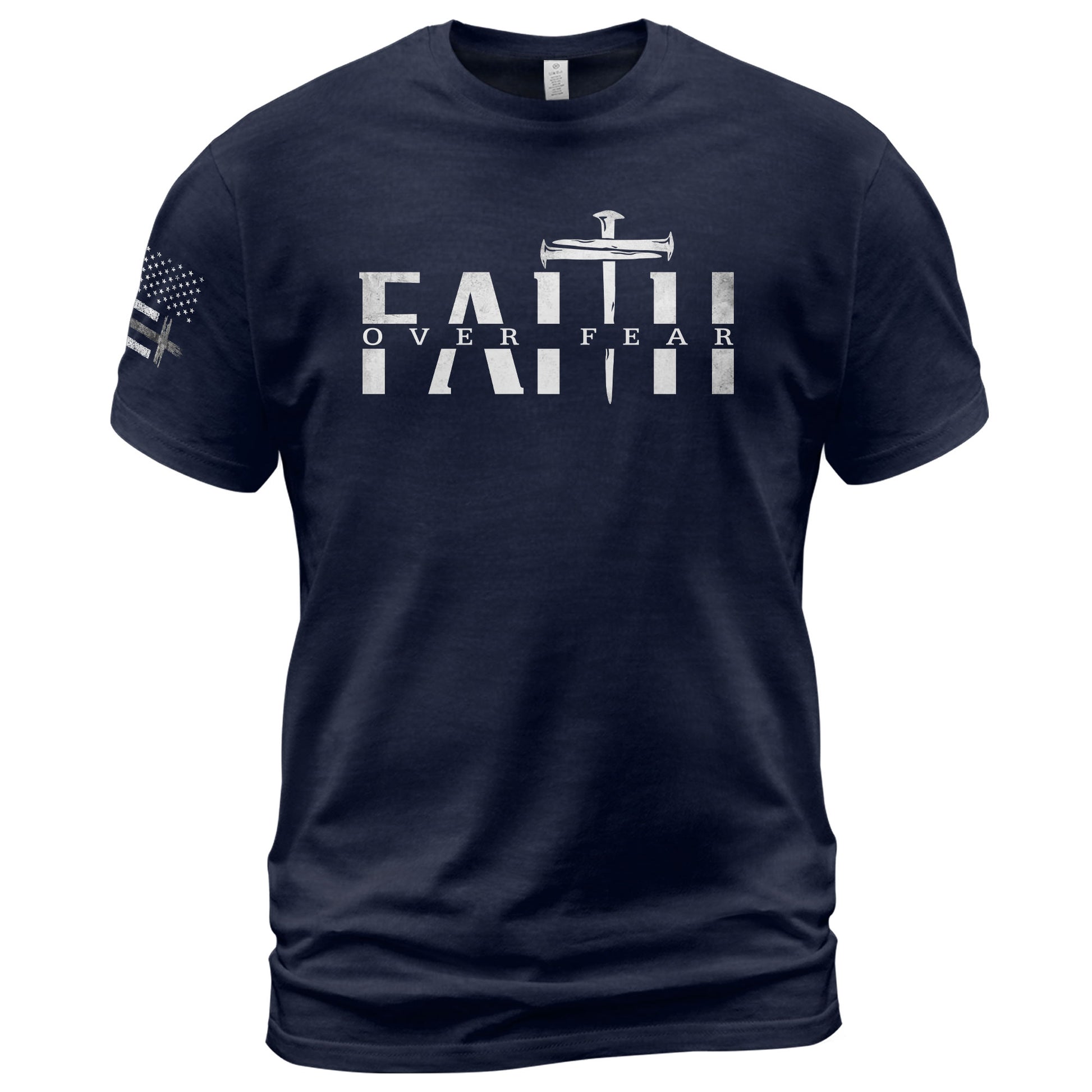 Christian Shirts for Men, Faith Over Fear Sword Cross - Christian Tee Shirts - Rust Field Wear