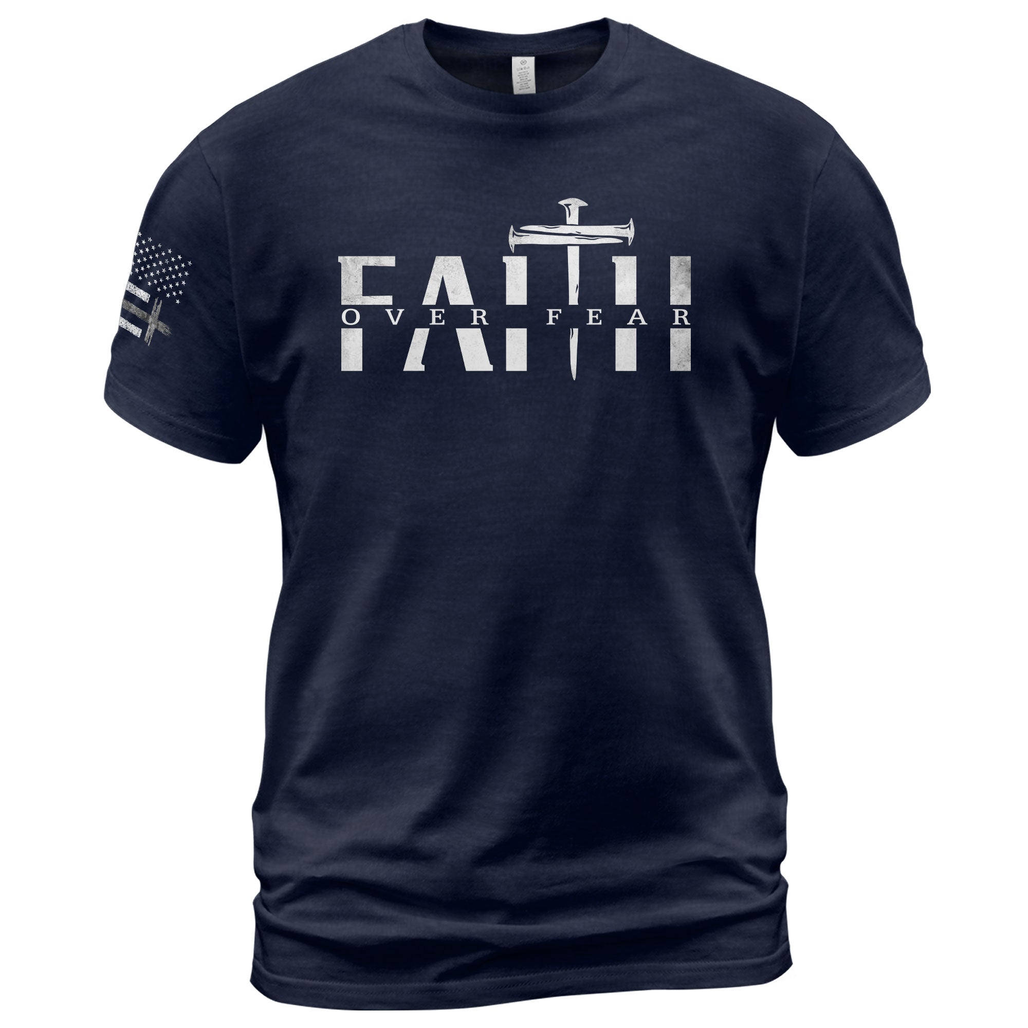 Christian Shirts for Men, Faith Over Fear Sword Cross - Christian Tee Shirts - Rust Field Wear