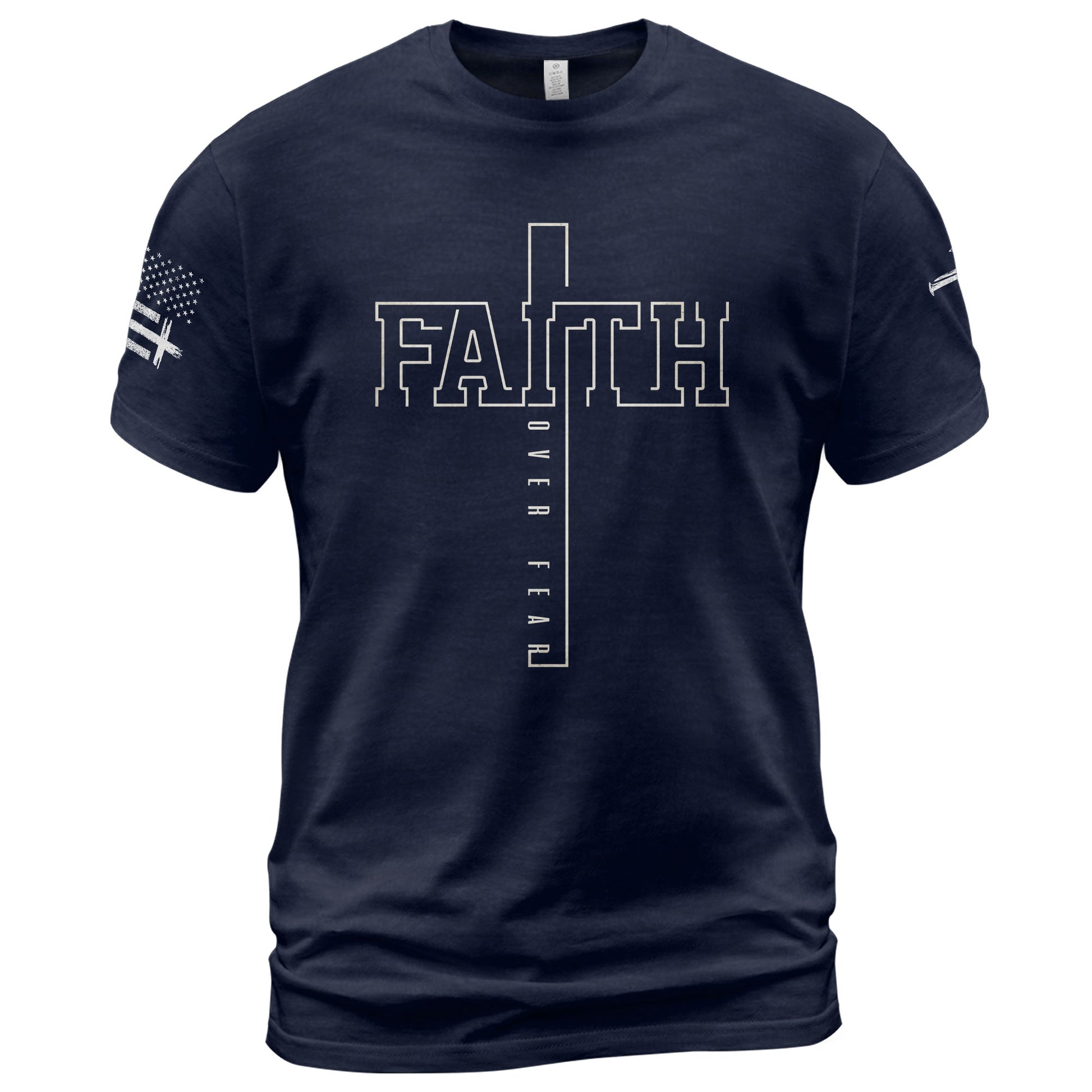 Christian Shirts for Men - Faith Over Fear Bold Cross Typography, Christian Tee Shirts - Rust Field Wear