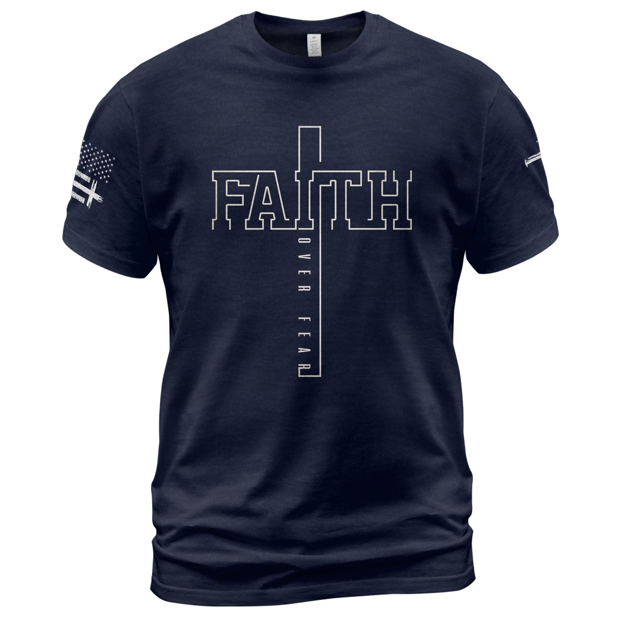 Christian Shirts for Men - Faith Over Fear Bold Cross Typography, Christian Tee Shirts - Rust Field Wear