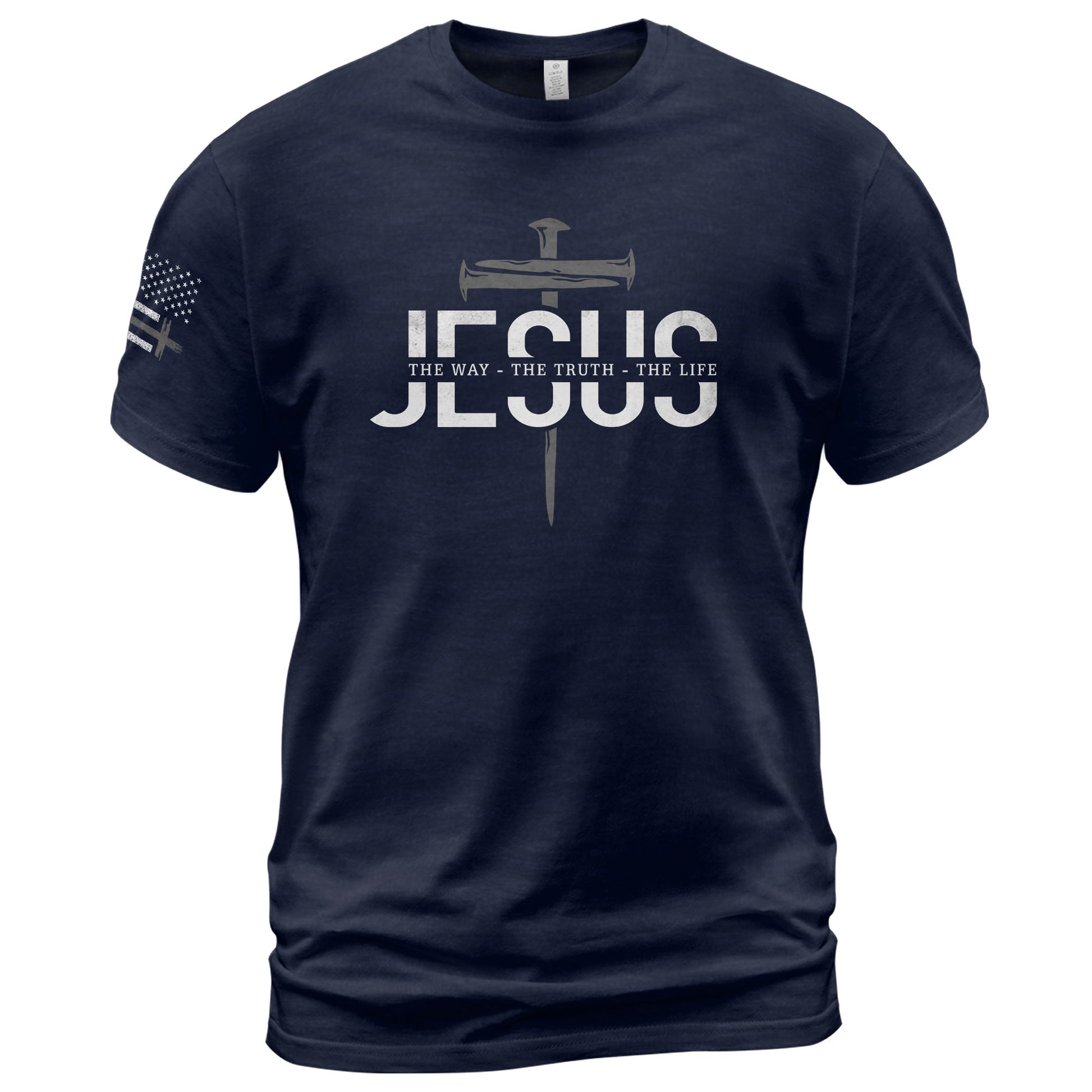Jesus The Way The Truth The Life Christian Cross Nail Design, Christian Tee Shirts - Faith Shirts for Men - Rust Field Wear