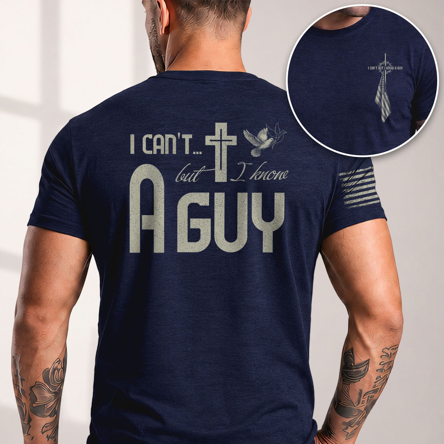 I Can’t But I Know A Guy Cross and Dove Christian - Christian Shirts for Men, Faith Based Christian Tee Shirts - Rust Field Wear