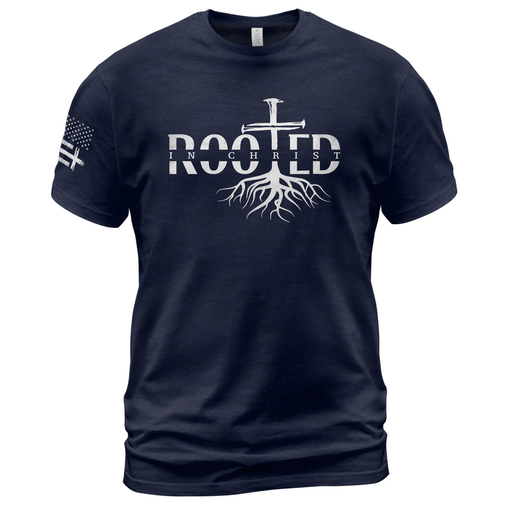 Rooted In Christ Cross Roots Christian, Christian Shirts for Men - Christian Tee Shirts - Rust Field Wear