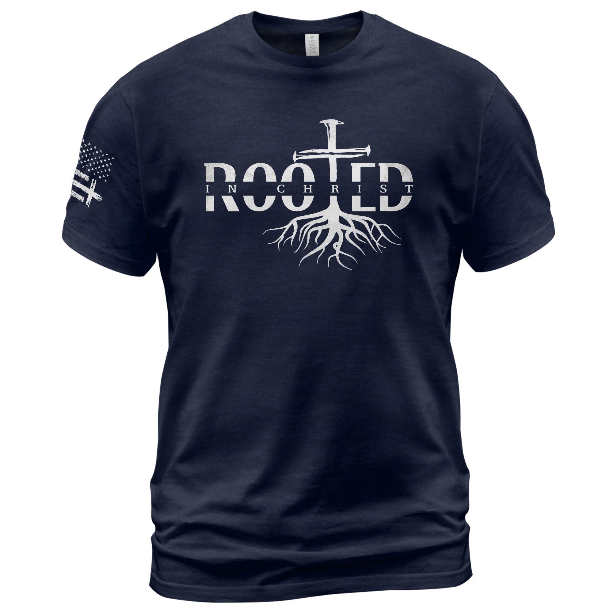 Rooted In Christ Cross Roots Christian, Christian Shirts for Men - Christian Tee Shirts - Rust Field Wear