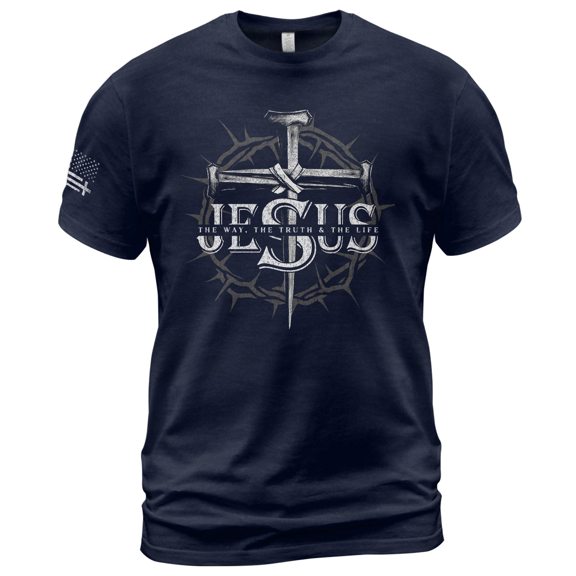 Jesus The Way The Truth The Life Nail Cross Crown Christian - Christian Shirts for Men, Faith Based Christian Tee Shirts - Rust Field Wear