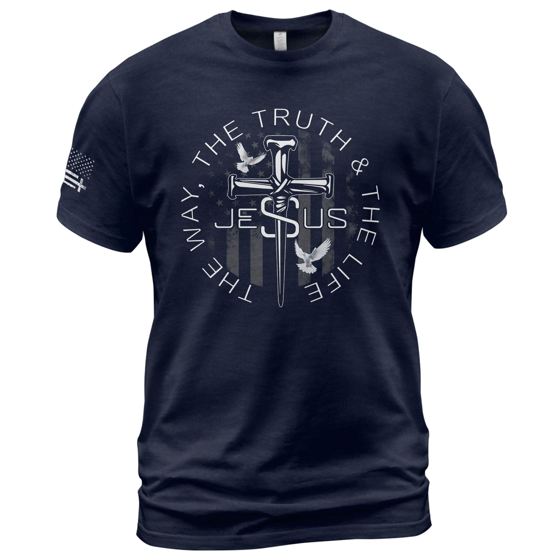 Christian Shirts for Men - Jesus The Way The Truth The Life Nail Cross Dove Christian, Christian Tee Shirts - Rust Field Wear