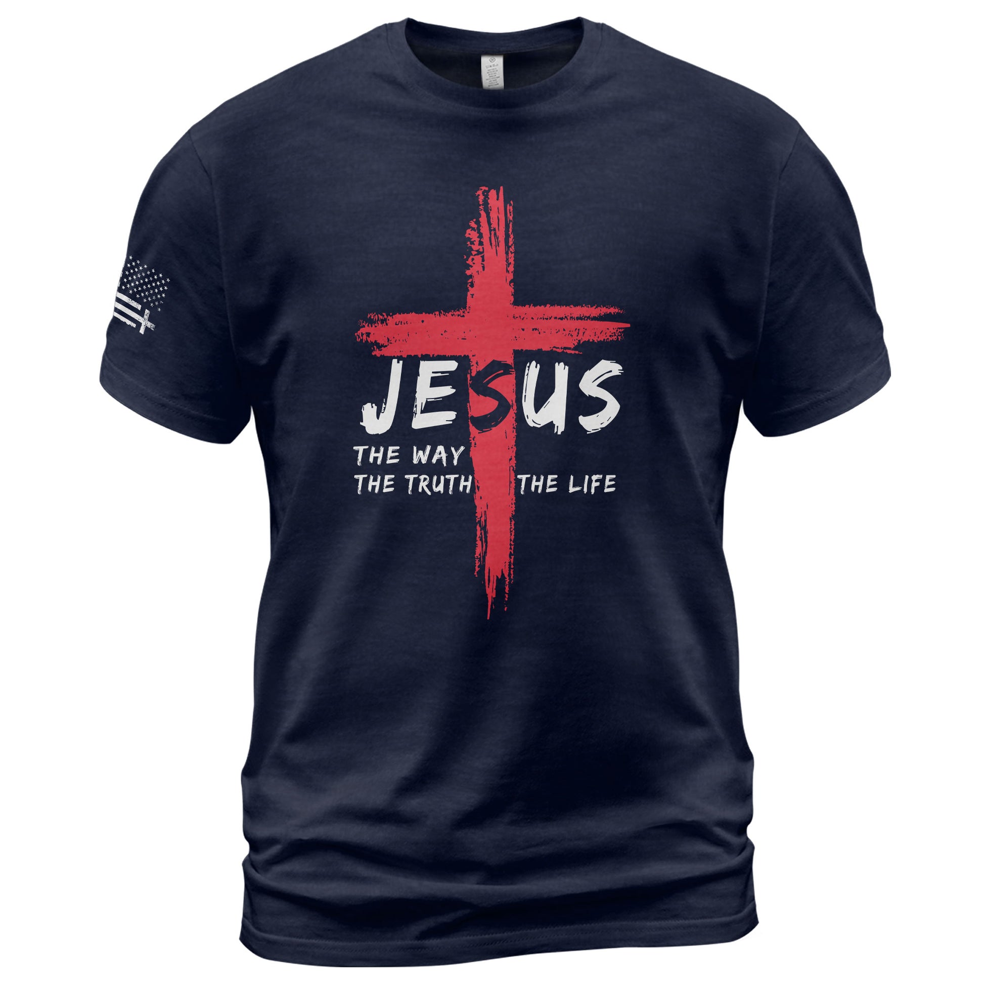 Faith Based Christian Tee Shirts, Jesus The Way The Truth The Life Red Cross Christian - Christian Shirts for Men - Rust Field Wear