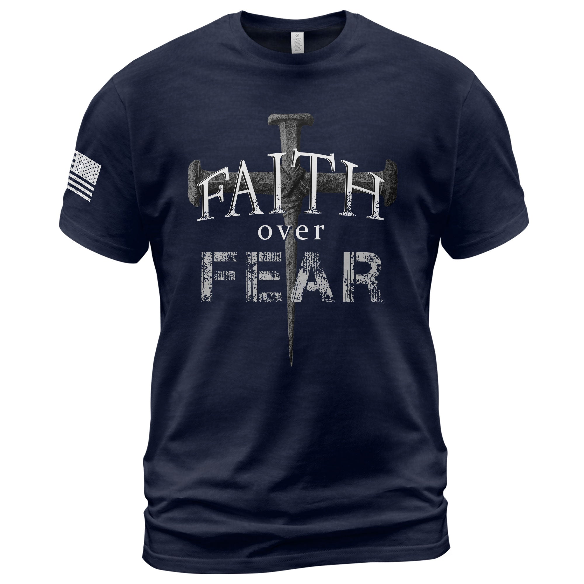Faith Over Fear Christian Nail Cross Patriotic Religious Jesus Shirt - Rust Field Wear