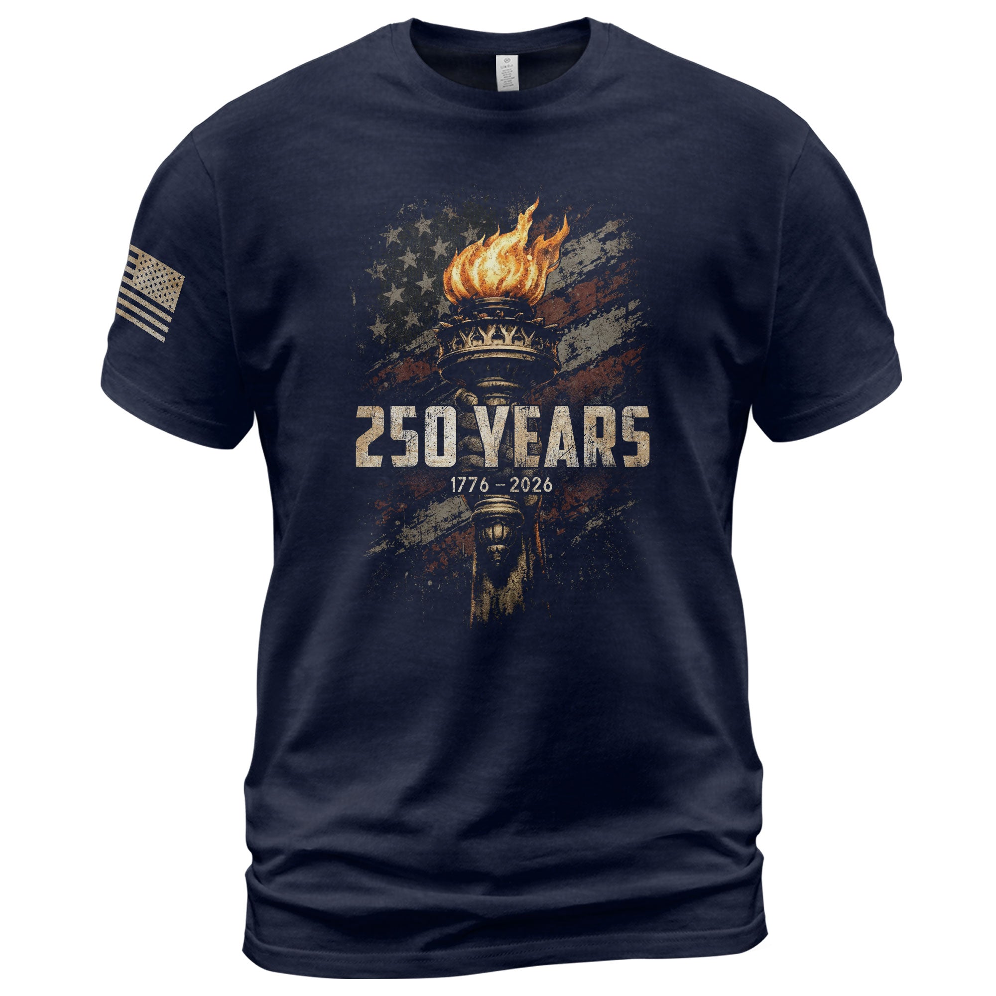 USA 250th Anniversary Shirt 1776-2026 American Flag Liberty Torch Patriotic for Men - Rust Field Wear