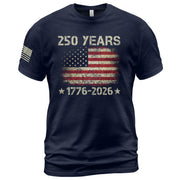 250 Years American Independence T-Shirt 1776–2026 – Vintage USA Flag Patriotic Shirt - Rust Field Wear