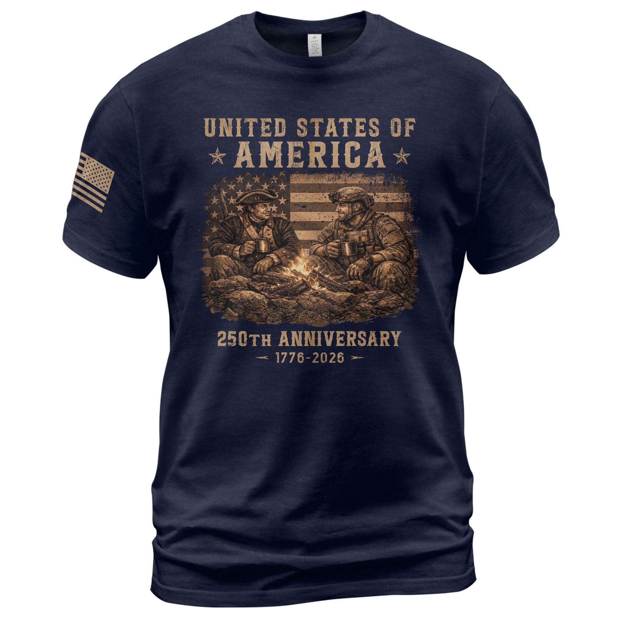 USA 250th Anniversary 250 Years Shirt 1776-2026 Past and Present Soldiers Patriotic Flag - Rust Field Wear