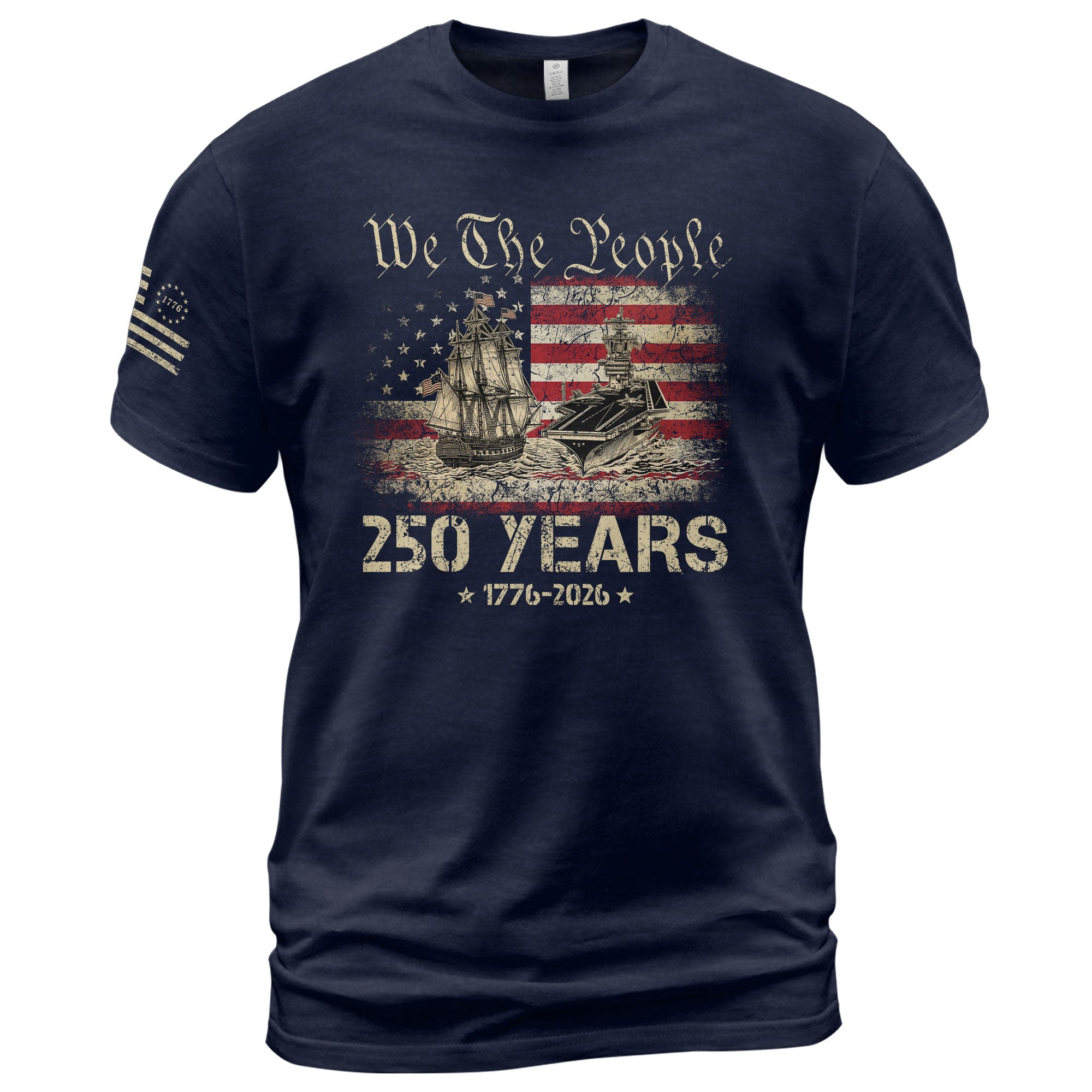 USA 250th Anniversary Shirt 250 Years 1776-2026 We The People Navy Battleship Patriotic - Rust Field Wear