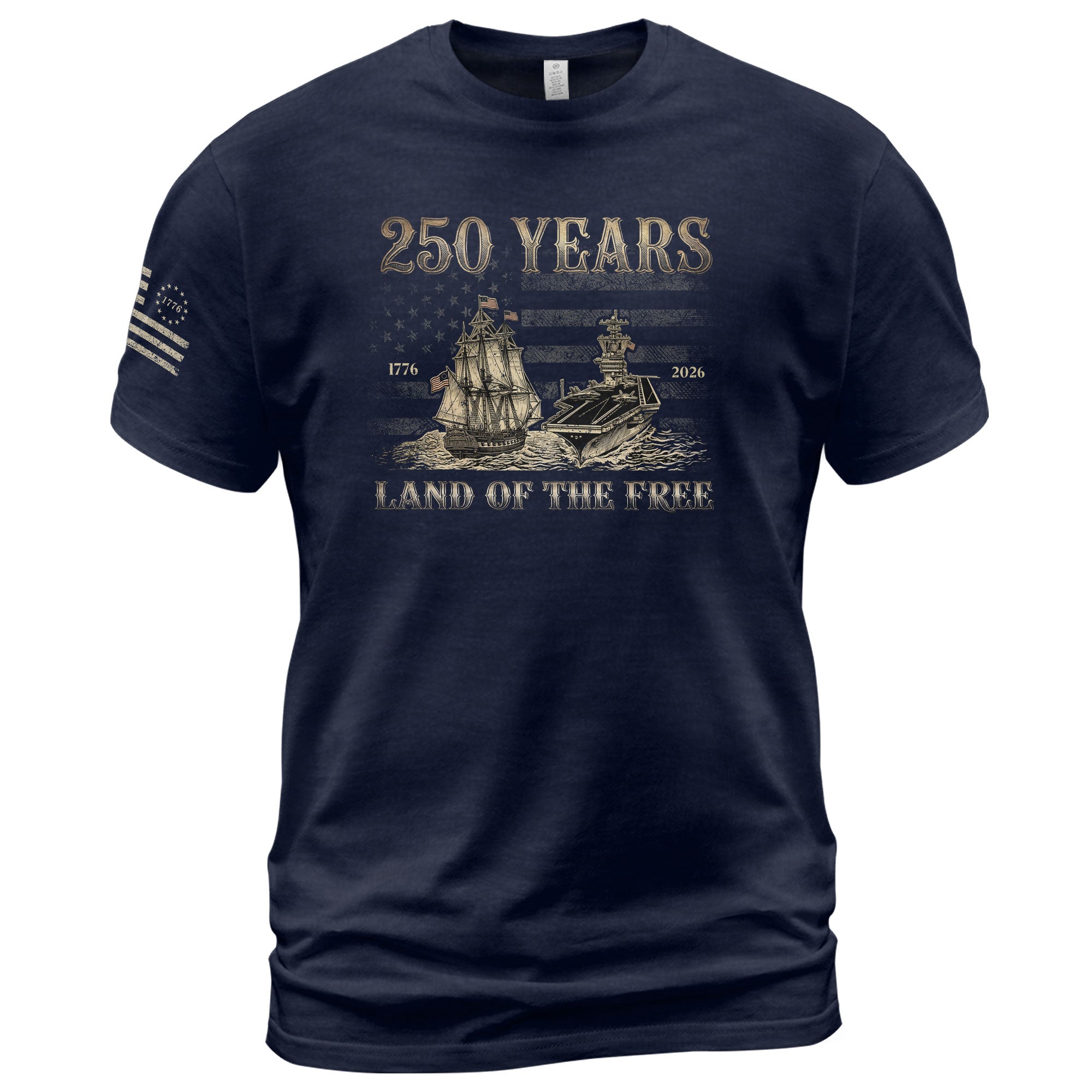 USA 250th Anniversary Shirt 1776-2026 Retro American Sailing Ship Patriotic Tee - Rust Field Wear