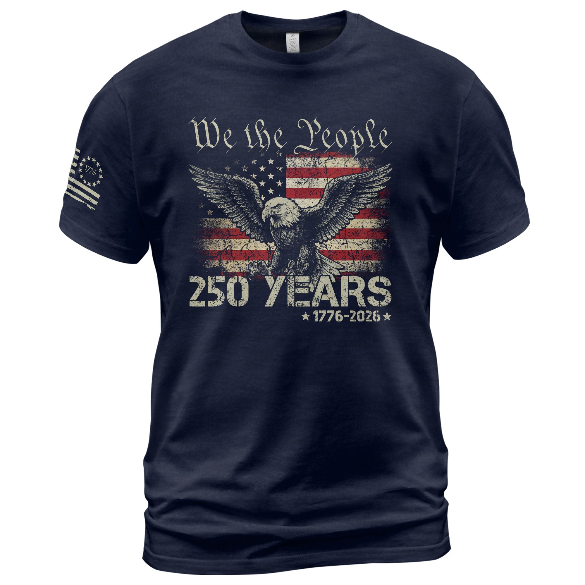 USA 250th Anniversary T-Shirt 250 Years 1776-2026 Winged Eagle Distressed Flag Patriotic - Rust Field Wear