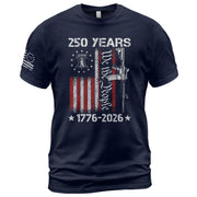We The People 250th Anniversary T-Shirt 250 Years 1776-2026 Liberty Bell Rifle Patriotic - Rust Field Wear