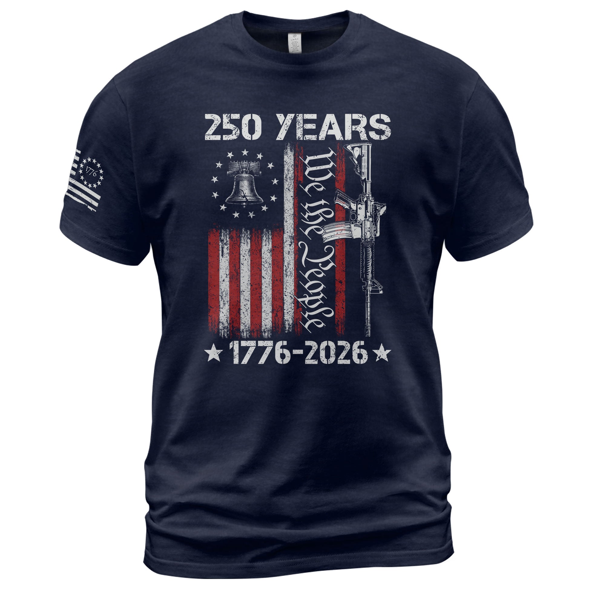 We The People 250th Anniversary T-Shirt 250 Years 1776-2026 Liberty Bell Rifle Patriotic - Rust Field Wear