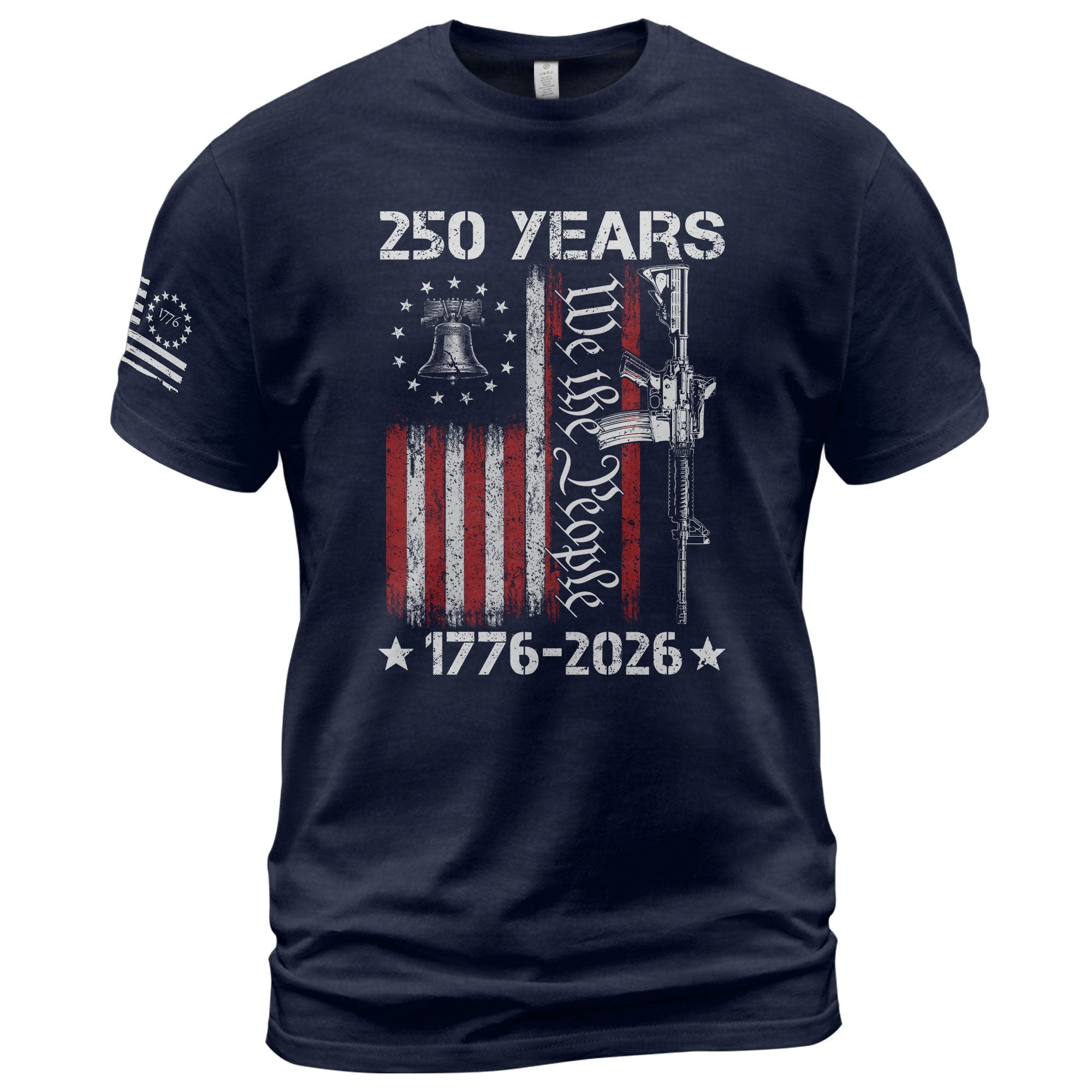 We The People 250th Anniversary T-Shirt 250 Years 1776-2026 Liberty Bell Rifle Patriotic - Rust Field Wear