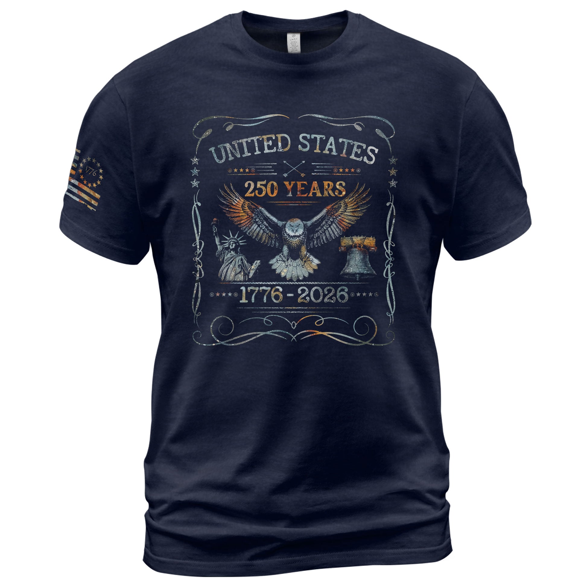 USA 250th Anniversary T-Shirt 250 Years 1776-2026 Eagle Liberty Bell Statue Patriotic - Rust Field Wear