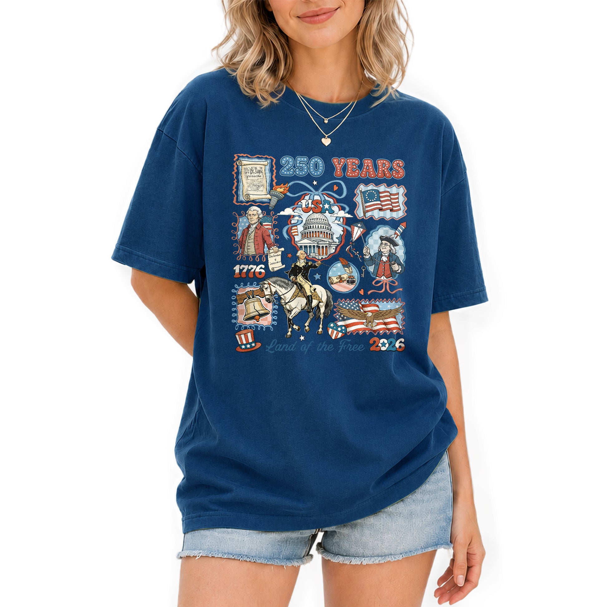 1776-2026 USA 250th Celebration Shirt - Retro Freedom Stamp Patriotic T-Shirt - Rust Field Wear