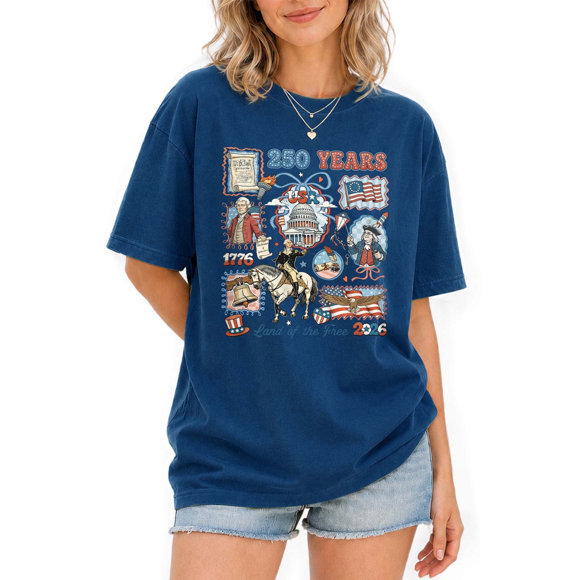 1776-2026 USA 250th Celebration Shirt - Retro Freedom Stamp Patriotic T-Shirt - Rust Field Wear