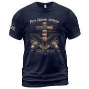 250 Years America Anniversary Shirt - Faith and Freedom Eagle Cross Christian Shirts - Rust Field Wear