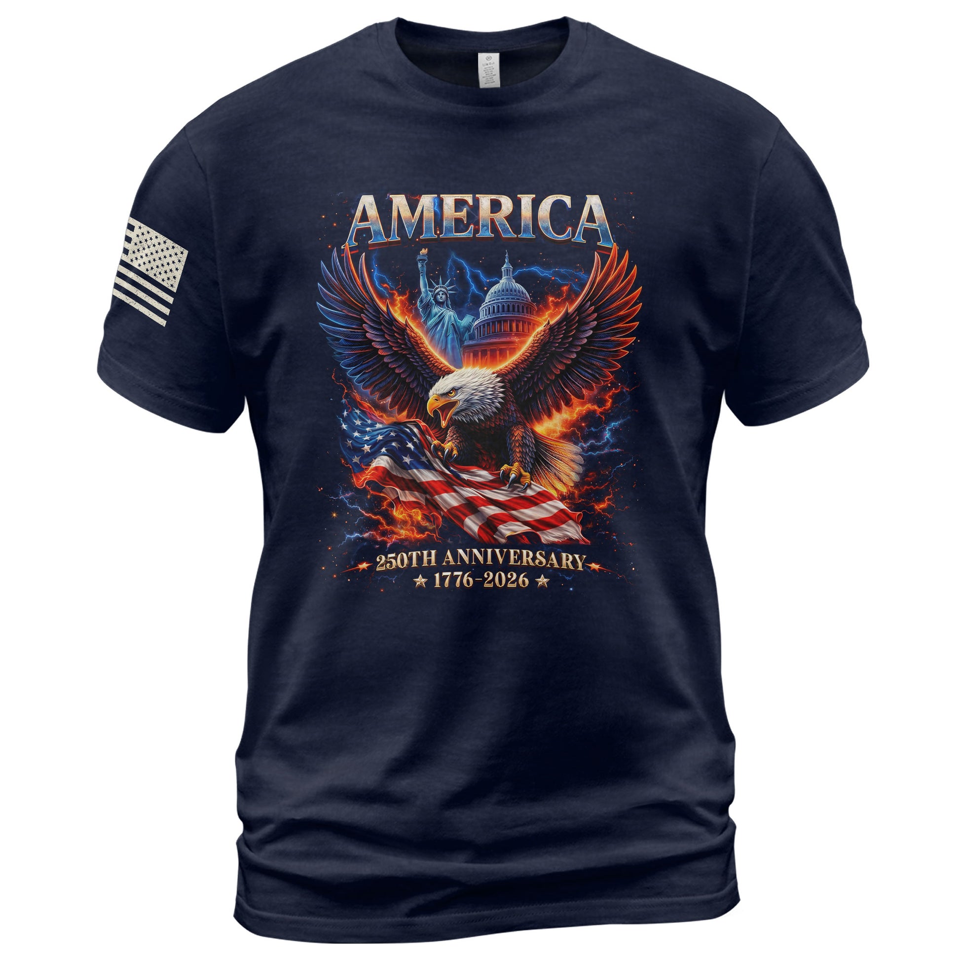 250 Year American Anniversary Shirt - Freedom Eagle Bootleg Graphic Tee - Rust Field Wear