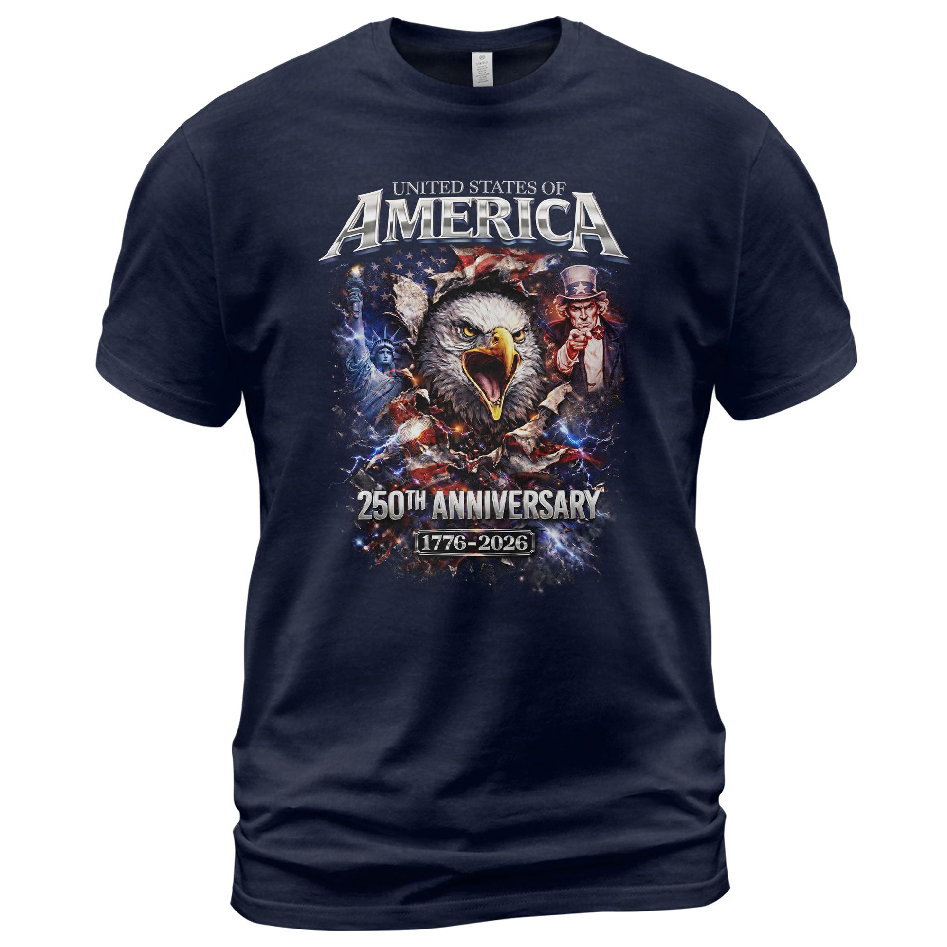 United States of 250 Years America Anniversary1776–2026 – Patriotic Tribute Graphic Tee - Rust Field Wear