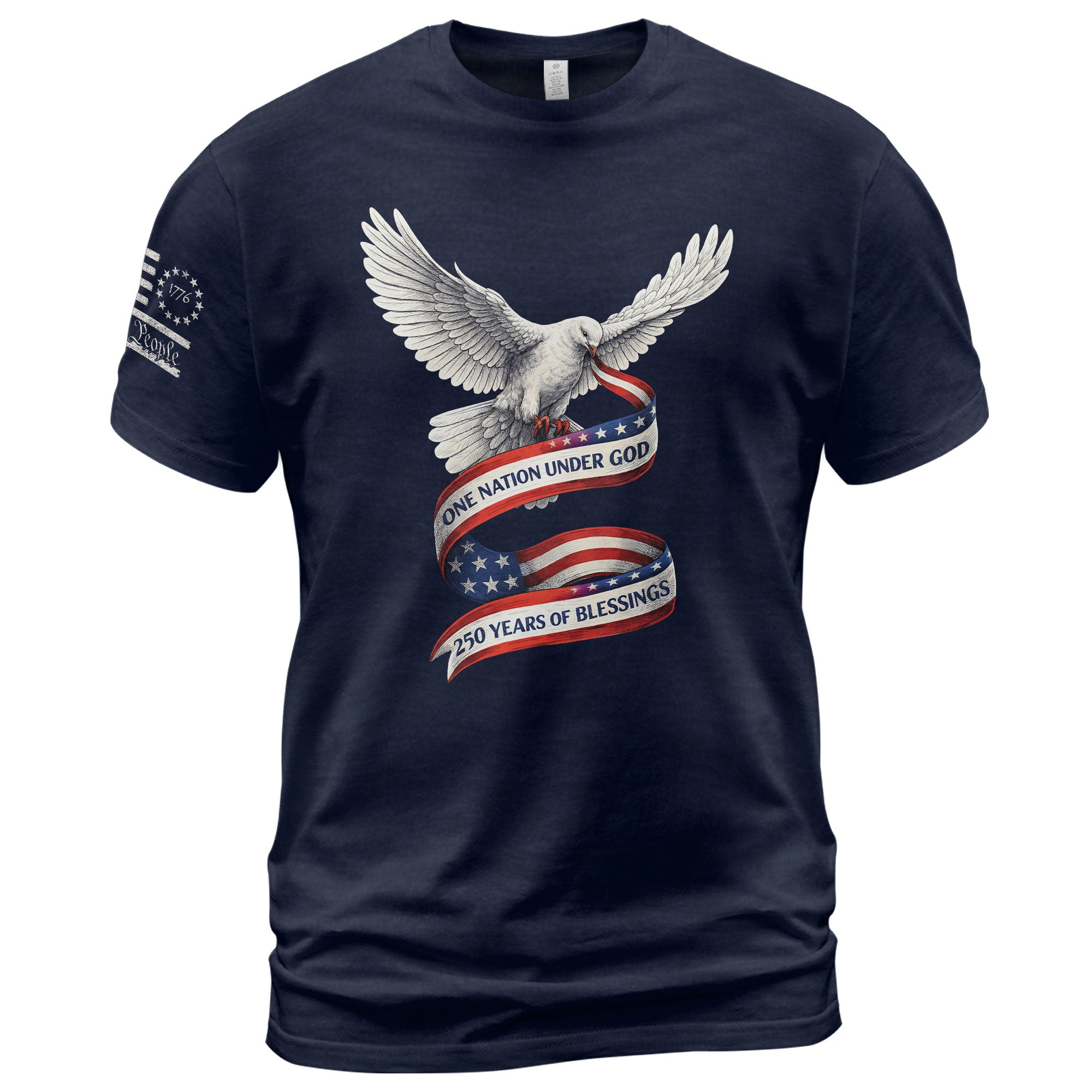250 Years of Blessings One Nation Under God T-Shirt - Peace Dove Patriotic Graphic Tee - Rust Field Wear