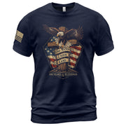 American Faith 250 Years of Blessings T-Shirt - One Nation Under God Eagle & Cross Design - Rust Field Wear
