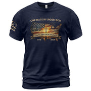 Christian Patriot 250 Years of Blessings T-Shirt - Holy Bible, "We the People" & US Flag Design - Rust Field Wear