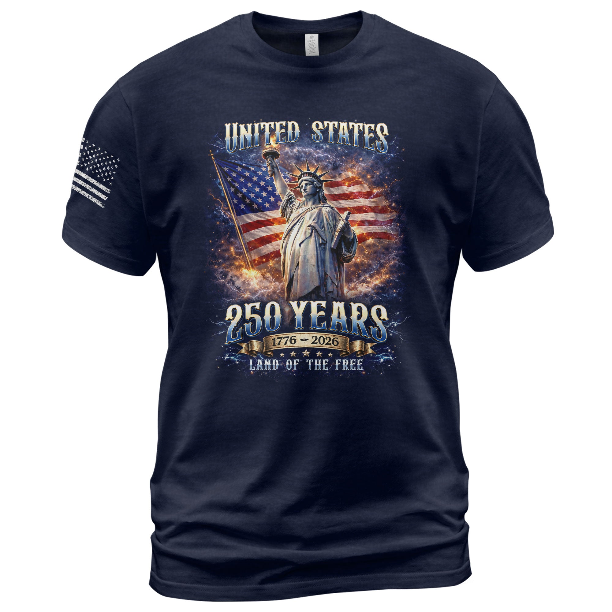 Statue of Liberty 250th Anniversary Bootleg Shirt - 1776-2026 USA 250 Years Tee, Retro Patriotic Lightning Graphic Apparel - Rust Field Wear