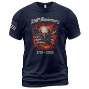 Vintage America 250th Anniversary Bootleg T-Shirt - 1776-2026 Fire Eagle Streetwear Tee, 250 Years Lightning Graphic Shirt - Rust Field Wear