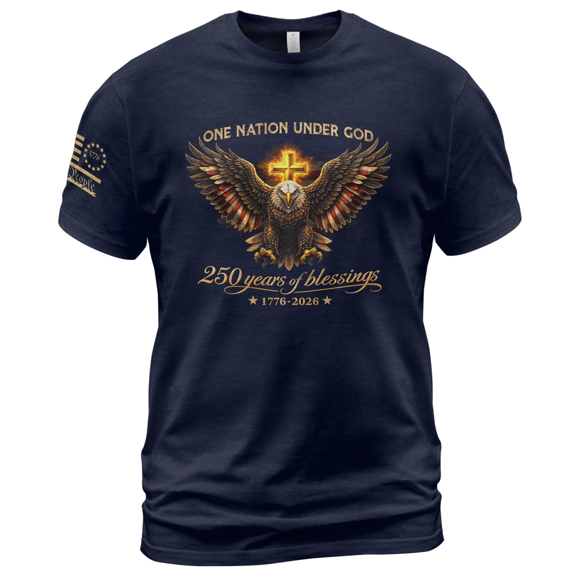 USA 250th Anniversary Eagle Shirt – 1776-2026 One Nation Under God 250 Years of Blessings Christian Patriotic Tee - Rust Field Wear