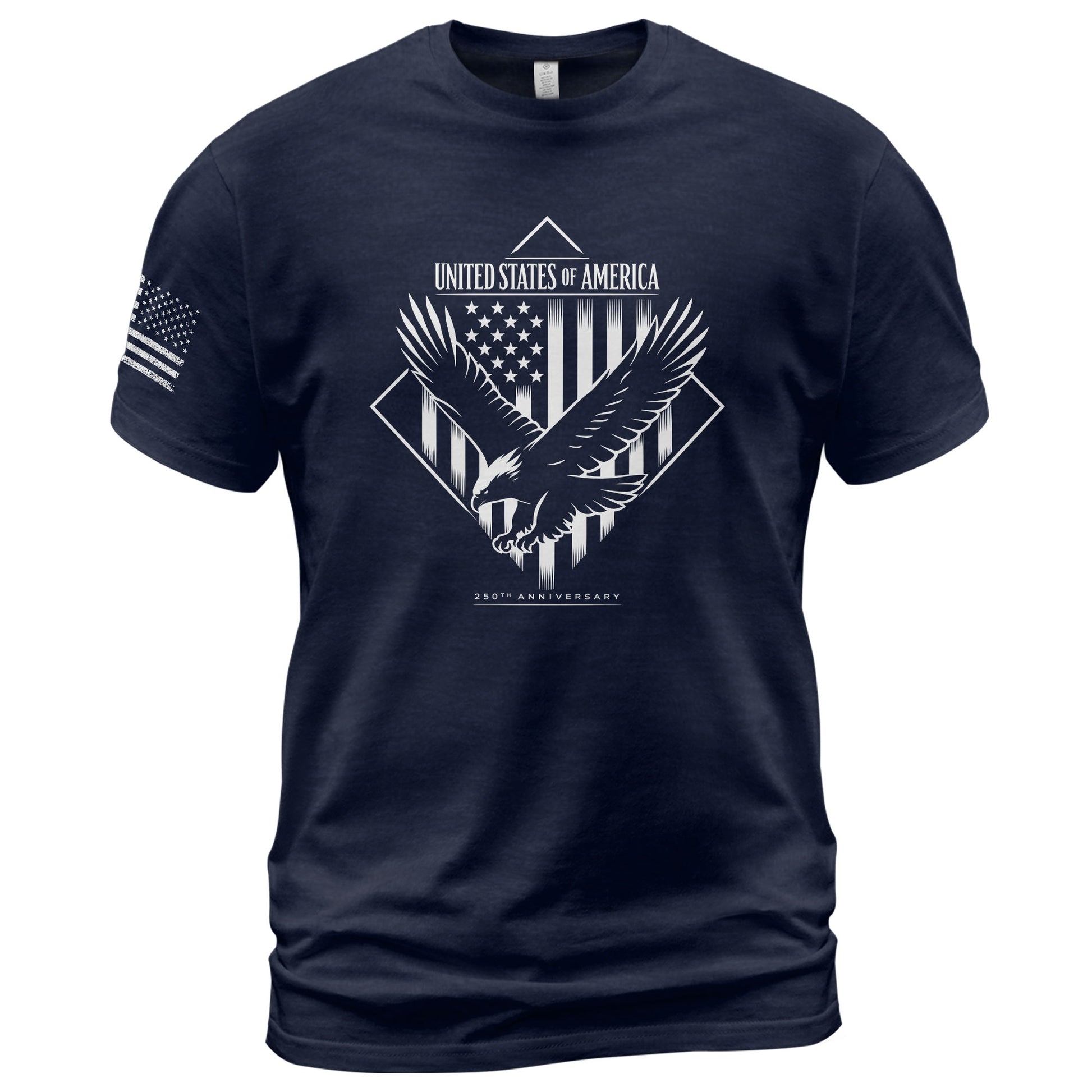 America 250th Anniversary T-Shirt - White Eagle & Flag 1776-2026 250 Years Minimalist Men's Tee - Rust Field Wear