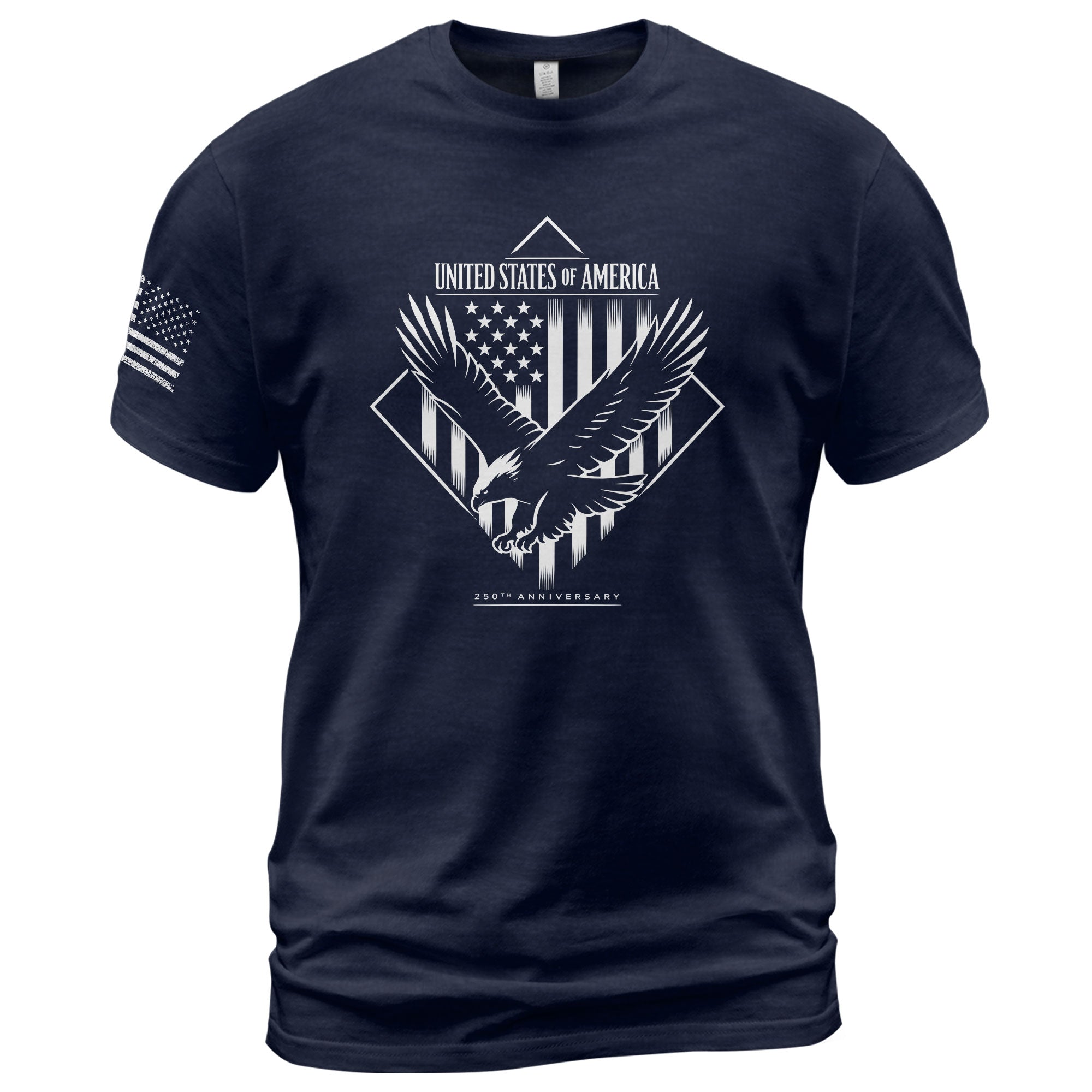 America 250th Anniversary T-Shirt - White Eagle & Flag 1776-2026 250 Years Minimalist Men's Tee - Rust Field Wear