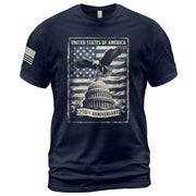 250 Years America Anniversary 1776-2026 Men's Patriotic T-Shirt – Retro Eagle & Capitol Freedom USA 250 Birthday Graphic Tee - Rust Field Wear