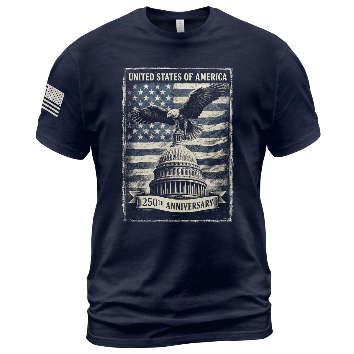 250 Years America Anniversary 1776-2026 Men's Patriotic T-Shirt – Retro Eagle & Capitol Freedom USA 250 Birthday Graphic Tee - Rust Field Wear